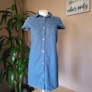 Zara | Short Sleeve Denim Buttondown Dress